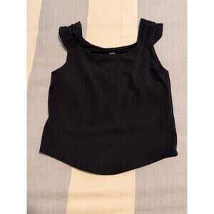 Athleta Girl Black Ruffle Sleeve Tank Top, Size Medium